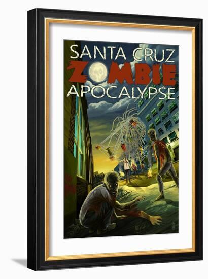 Santa Cruz, California - Zombie Apocalypse-Lantern Press-Framed Art Print