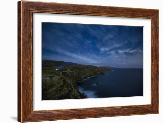 Santa Cruz Island, Channel Islands NP, CA: Man Stands With A Headlamp Along The Cavern Point Trail-Ian Shive-Framed Photographic Print