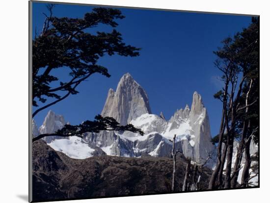 Santa Cruz Province, Cerro Fitzroy, in the Los Glaciares National Park, Framed by Trees, Argentina-Fergus Kennedy-Mounted Photographic Print