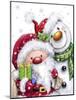 Santa Cuddling Snowman-MAKIKO-Mounted Giclee Print