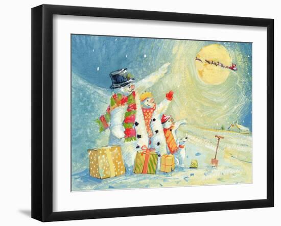 Santa Delivering Presents to the Snow Family-David Cooke-Framed Giclee Print