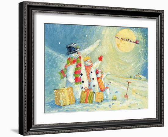 Santa Delivering Presents to the Snow Family-David Cooke-Framed Giclee Print