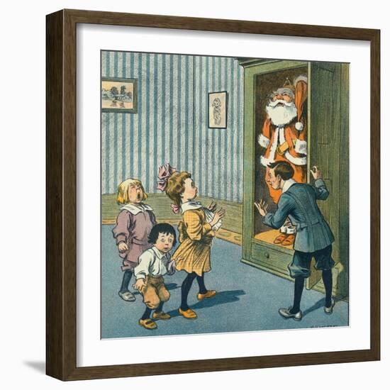 Santa Discovered in the Closet-Louis M. Glackens-Framed Art Print