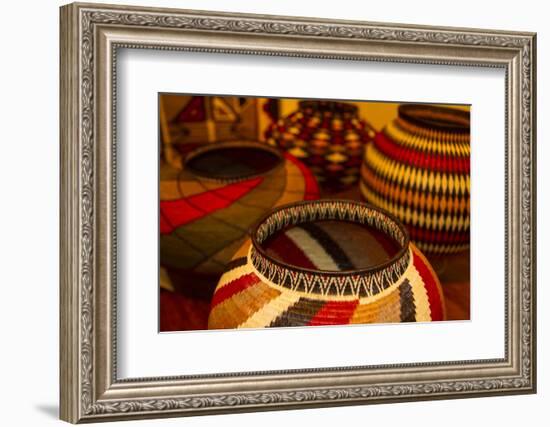 Santa Fe, New Mexico. Colorful woven, geometric, folk baskets-Jolly Sienda-Framed Photographic Print