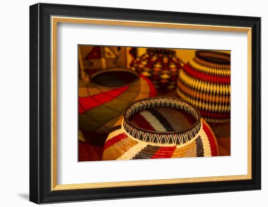 Santa Fe, New Mexico. Colorful woven, geometric, folk baskets-Jolly Sienda-Framed Photographic Print