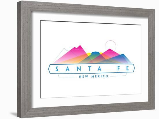 Santa Fe, New Mexico - Mountain Range - Neon Abstract - Lantern Press Artwork-Lantern Press-Framed Premium Giclee Print