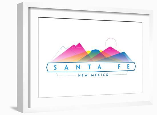 Santa Fe, New Mexico - Mountain Range - Neon Abstract - Lantern Press Artwork-Lantern Press-Framed Premium Giclee Print