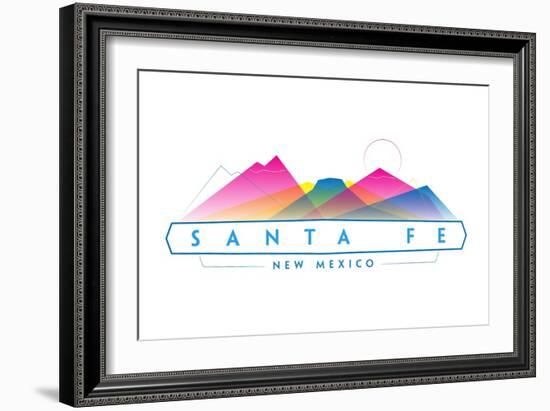 Santa Fe, New Mexico - Mountain Range - Neon Abstract - Lantern Press Artwork-Lantern Press-Framed Premium Giclee Print