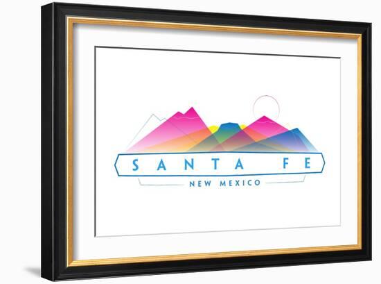 Santa Fe, New Mexico - Mountain Range - Neon Abstract - Lantern Press Artwork-Lantern Press-Framed Premium Giclee Print
