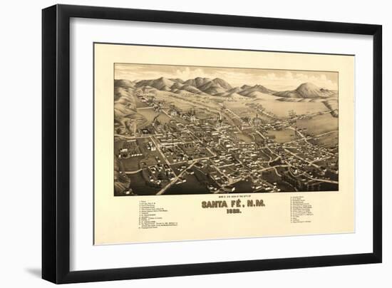 Santa Fe, New Mexico - Panoramic Map-Lantern Press-Framed Art Print