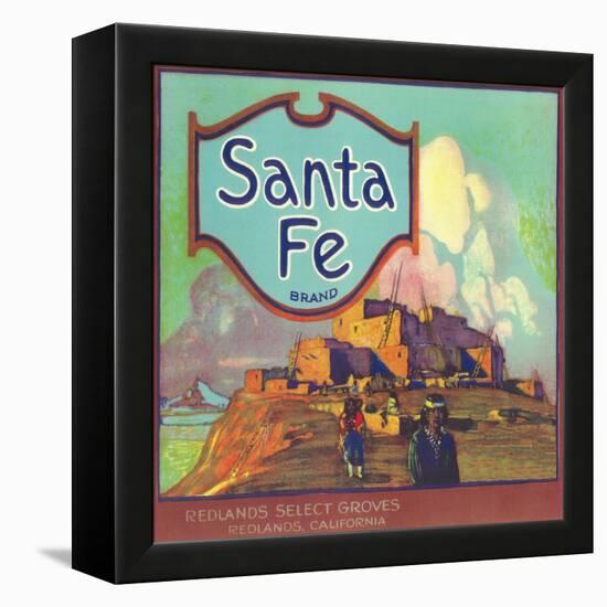 Santa Fe Orange Label - Redlands, CA-Lantern Press-Framed Stretched Canvas