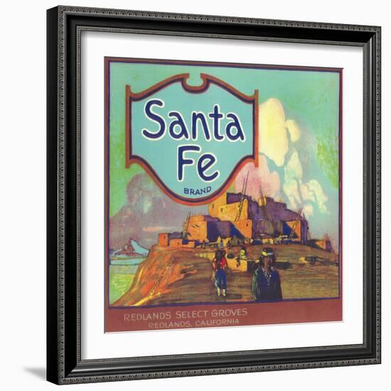 Santa Fe Orange Label - Redlands, CA-Lantern Press-Framed Premium Giclee Print