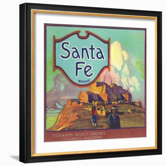 Santa Fe Orange Label - Redlands, CA-Lantern Press-Framed Premium Giclee Print