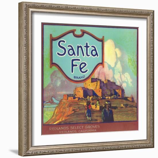 Santa Fe Orange Label - Redlands, CA-Lantern Press-Framed Art Print