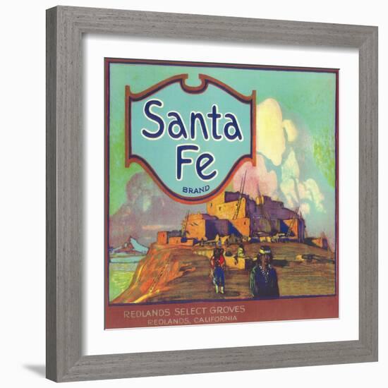 Santa Fe Orange Label - Redlands, CA-Lantern Press-Framed Art Print