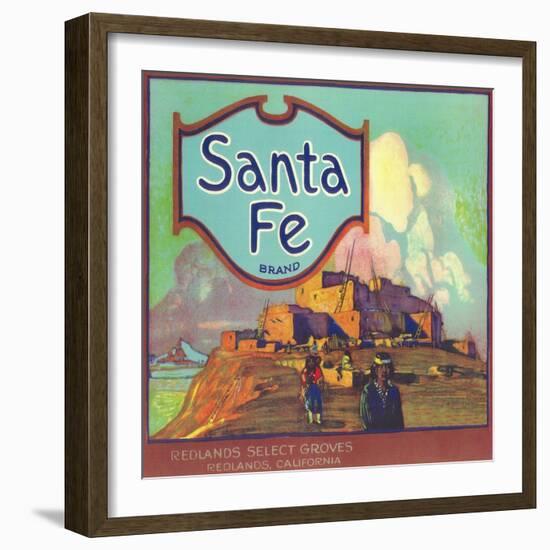 Santa Fe Orange Label - Redlands, CA-Lantern Press-Framed Art Print