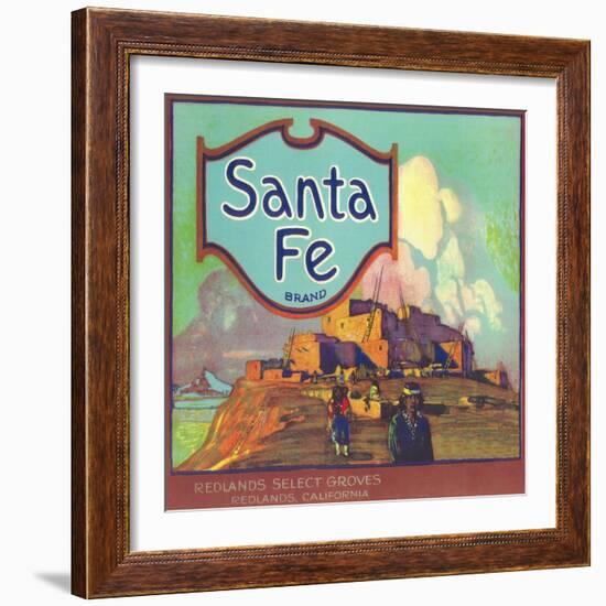 Santa Fe Orange Label - Redlands, CA-Lantern Press-Framed Art Print