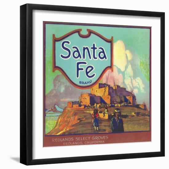 Santa Fe Orange Label - Redlands, CA-Lantern Press-Framed Art Print