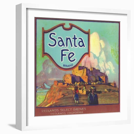 Santa Fe Orange Label - Redlands, CA-Lantern Press-Framed Art Print