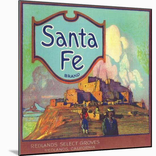 Santa Fe Orange Label - Redlands, CA-Lantern Press-Mounted Art Print