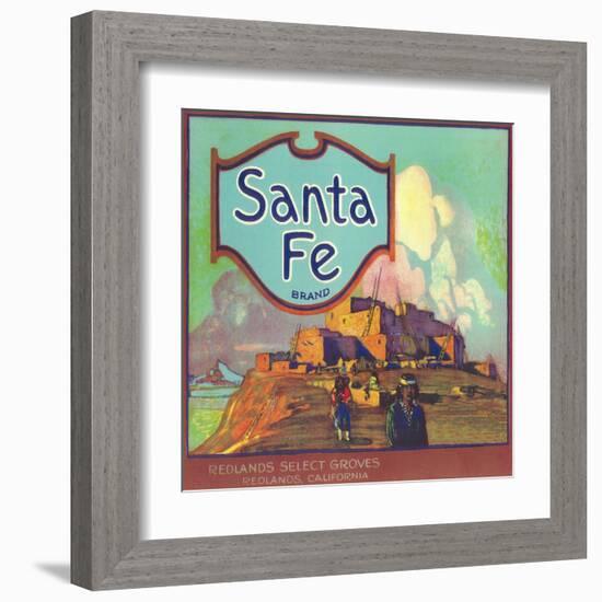 Santa Fe Orange Label - Redlands, CA-Lantern Press-Framed Art Print