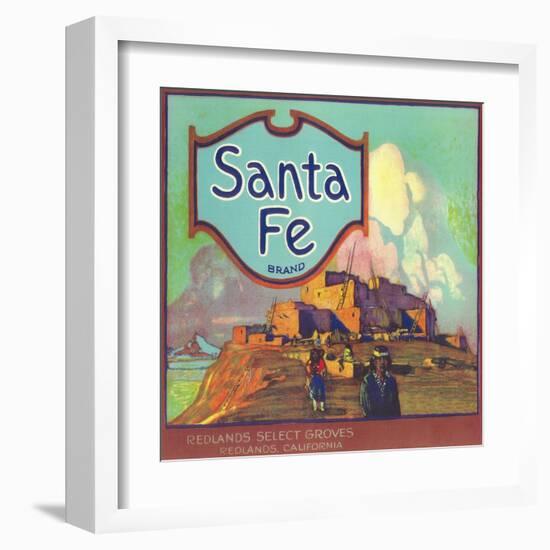 Santa Fe Orange Label - Redlands, CA-Lantern Press-Framed Art Print