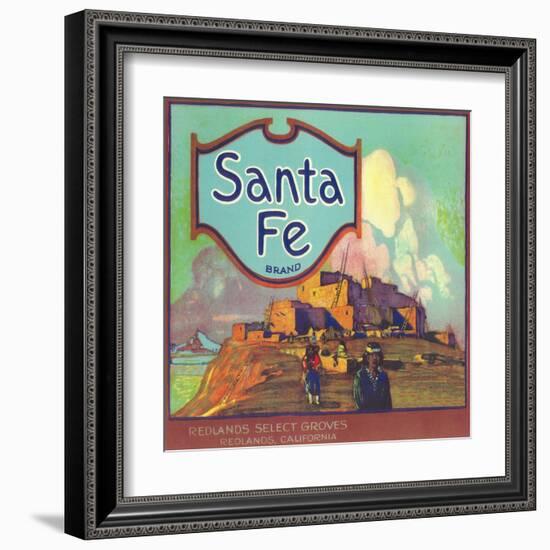 Santa Fe Orange Label - Redlands, CA-Lantern Press-Framed Art Print