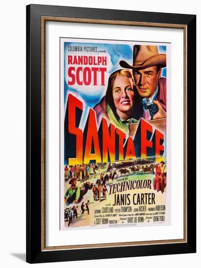 Santa Fe, Top from Left: Janis Carter, Randolph Scott, 1951-null-Framed Premium Giclee Print