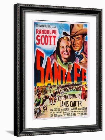 Santa Fe, Top from Left: Janis Carter, Randolph Scott, 1951-null-Framed Premium Giclee Print