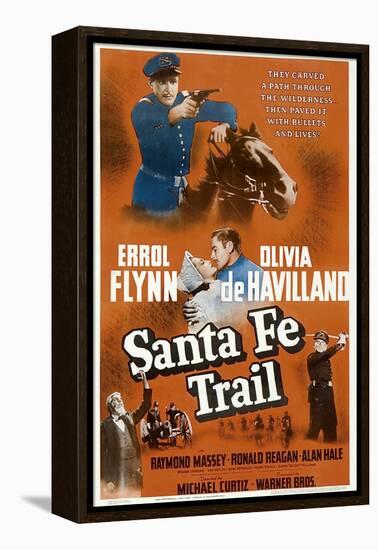 Santa Fe Trail, Errol Flynn, (Poster), 1940-null-Framed Stretched Canvas