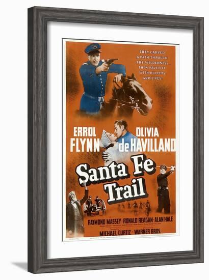 Santa Fe Trail, Errol Flynn, (Poster), 1940-null-Framed Art Print