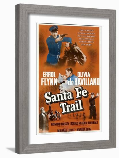 Santa Fe Trail, Errol Flynn, (Poster), 1940-null-Framed Art Print