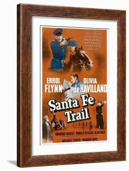 Santa Fe Trail, Errol Flynn, (Poster), 1940-null-Framed Art Print