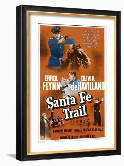 Santa Fe Trail, Errol Flynn, (Poster), 1940-null-Framed Art Print