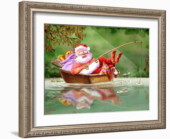 Santa Fishing-Nate Owens-Framed Giclee Print