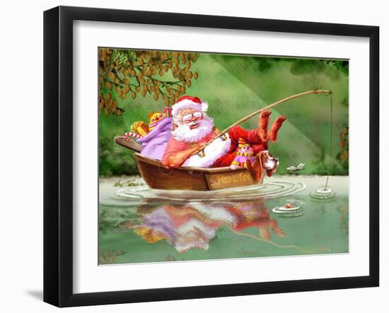 Santa Fishing-Nate Owens-Framed Giclee Print