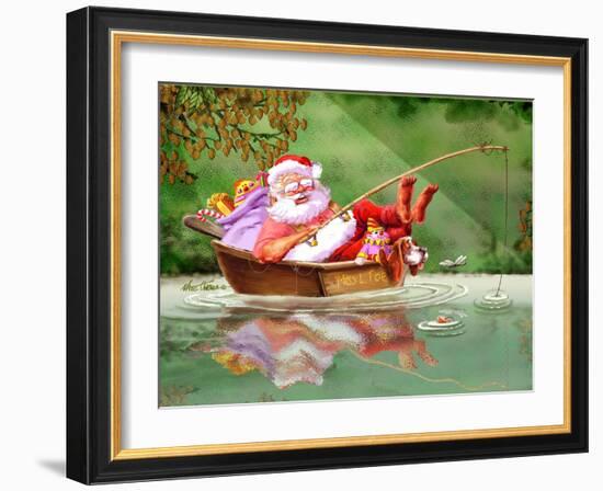 Santa Fishing-Nate Owens-Framed Giclee Print