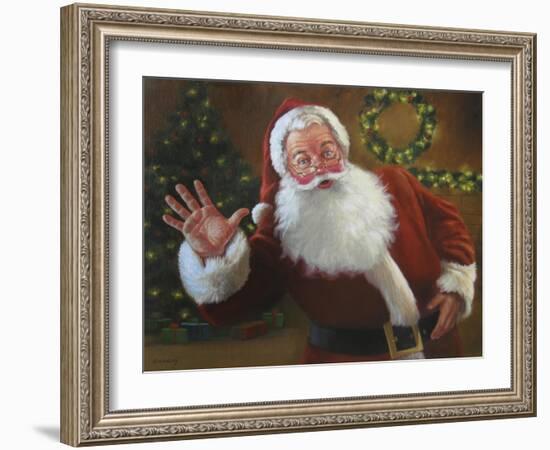 Santa Greeting-David Lindsley-Framed Giclee Print