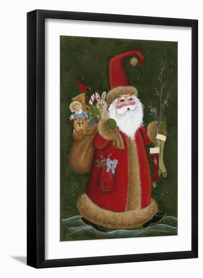 Santa Holding Toys and Stockings-Beverly Johnston-Framed Giclee Print