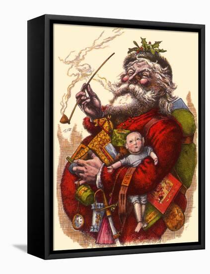 Santa Holds Armful of Toys, 1880-Thomas Nast-Framed Premier Image Canvas
