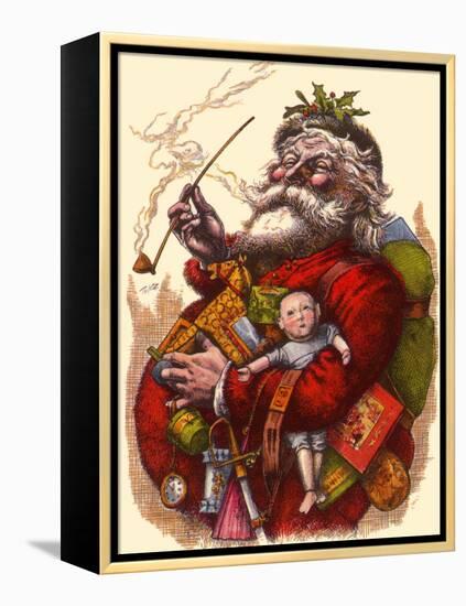 Santa Holds Armful of Toys, 1880-Thomas Nast-Framed Premier Image Canvas