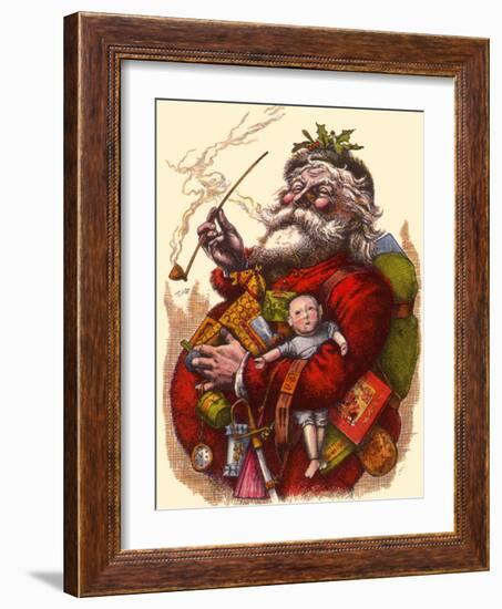 Santa Holds Armful of Toys, 1880-Thomas Nast-Framed Giclee Print