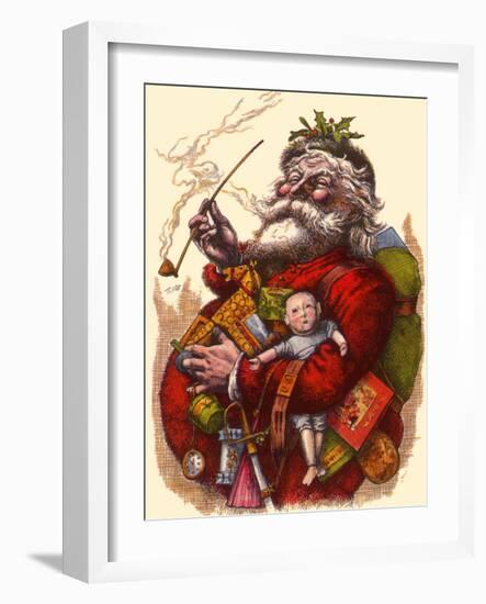 Santa Holds Armful of Toys, 1880-Thomas Nast-Framed Giclee Print