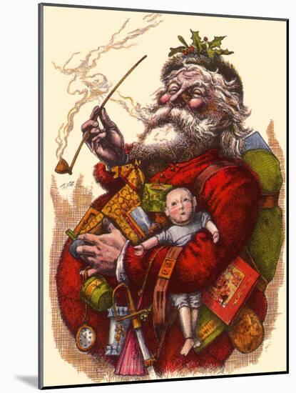 Santa Holds Armful of Toys, 1880-Thomas Nast-Mounted Giclee Print