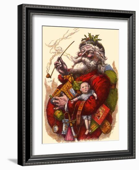 Santa Holds Armful of Toys, 1880-Thomas Nast-Framed Giclee Print