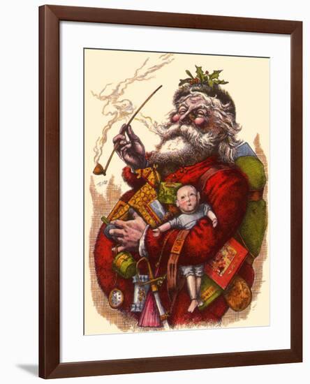 Santa Holds Armful of Toys, 1880-Thomas Nast-Framed Giclee Print