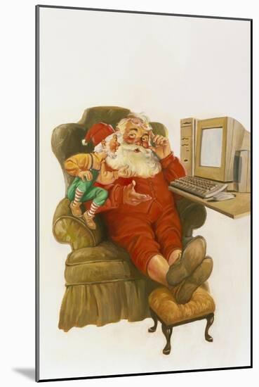 Santa Learning Computer-Hal Frenck-Mounted Giclee Print