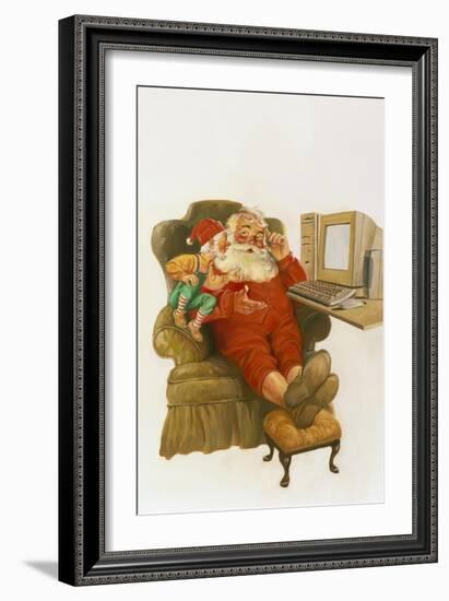 Santa Learning Computer-Hal Frenck-Framed Giclee Print