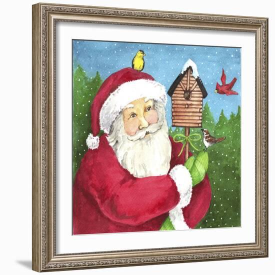 santa log birdhouse-Melinda Hipsher-Framed Giclee Print