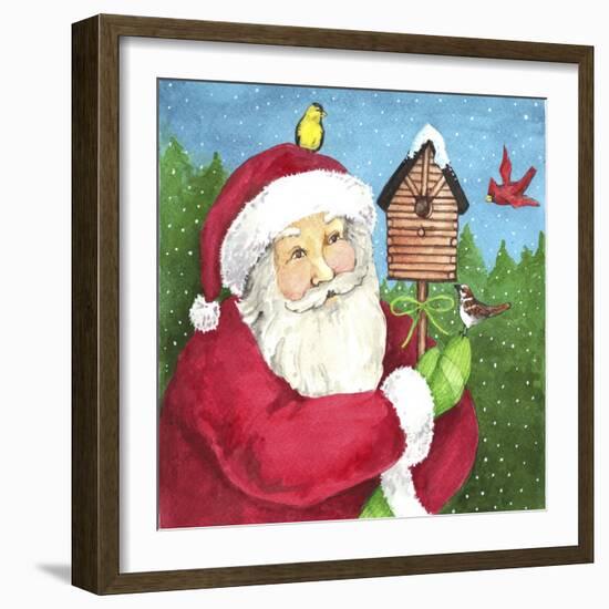 santa log birdhouse-Melinda Hipsher-Framed Giclee Print